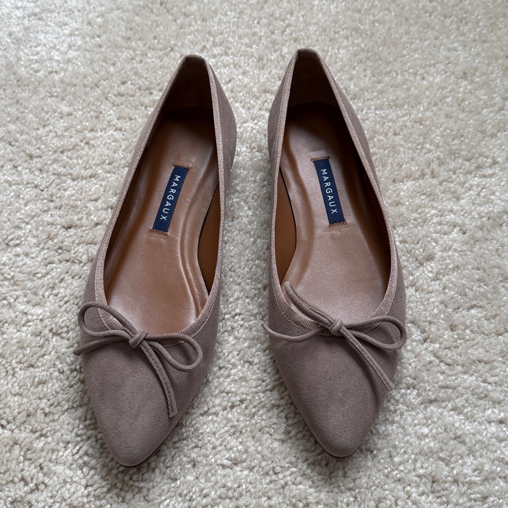 New Margaux Suede The Pointe Flats in Taupe Size 36.5 US 6.5
